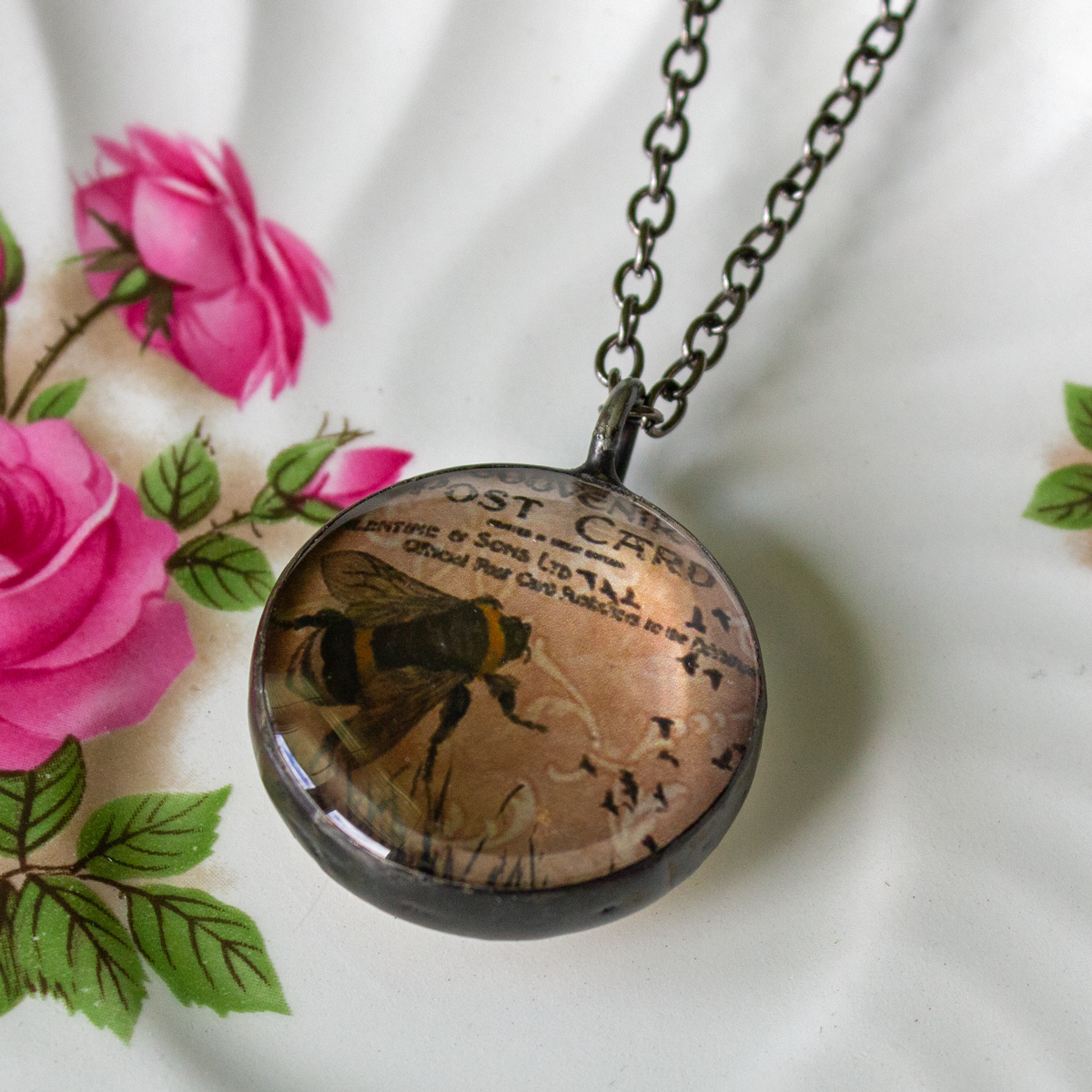 Queen Bee Soldered Glass Double Sided Pendant