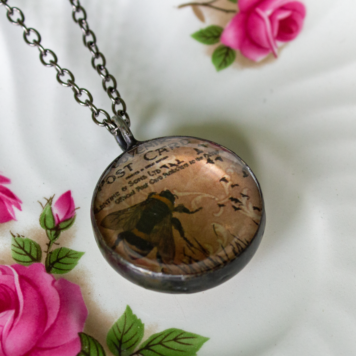 Queen Bee Soldered Glass Double Sided Pendant
