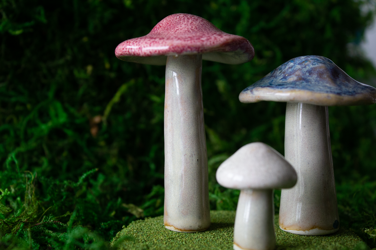 Handmade Stoneware Mushroom Set 2