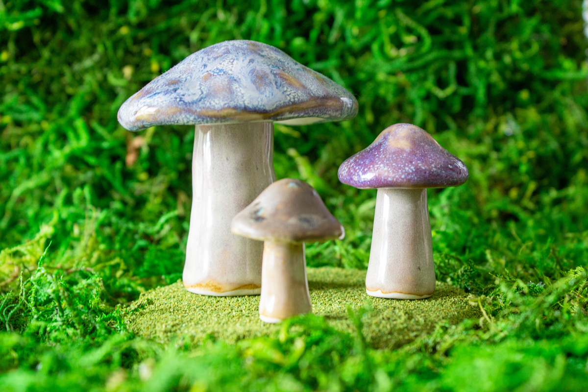 Handmade Stoneware Mushroom Set 3