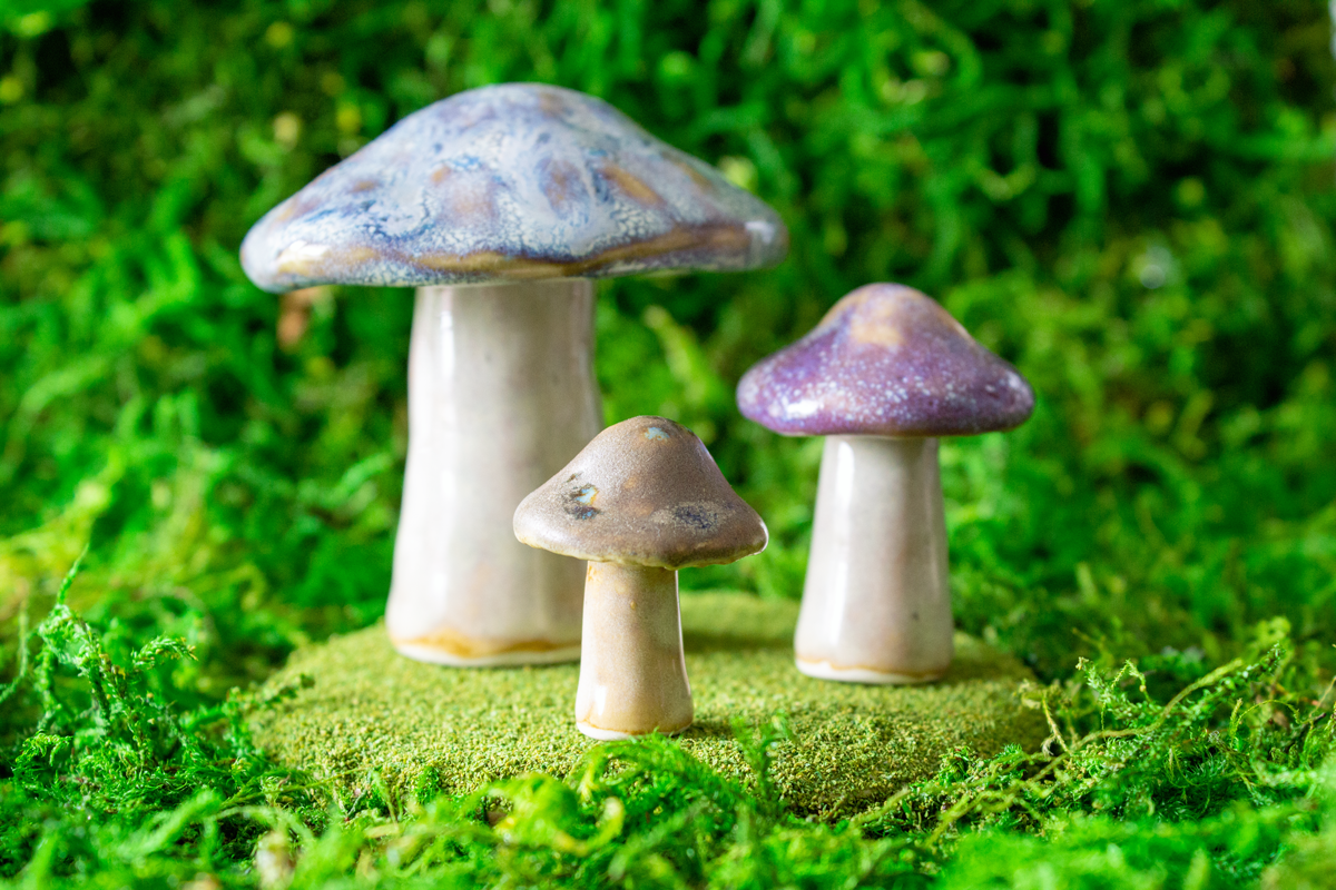 Handmade Stoneware Mushroom Set 3