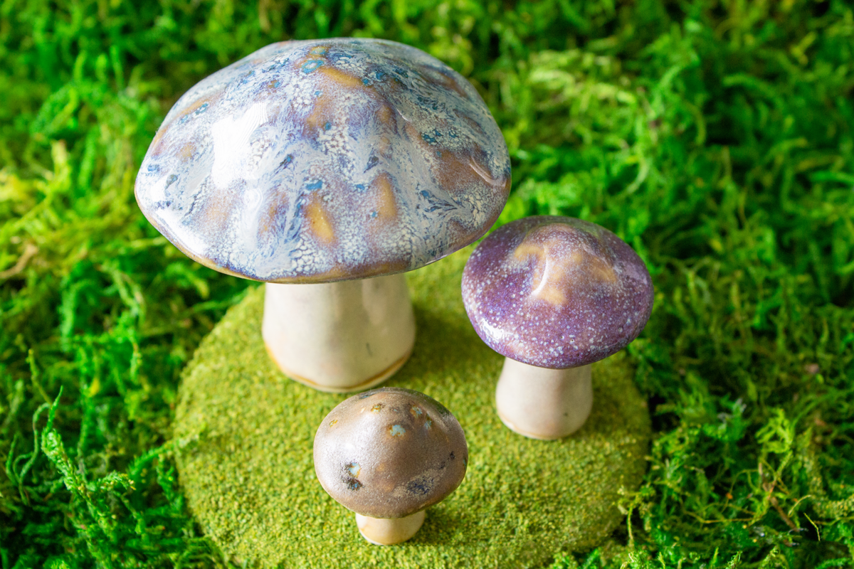Handmade Stoneware Mushroom Set 3