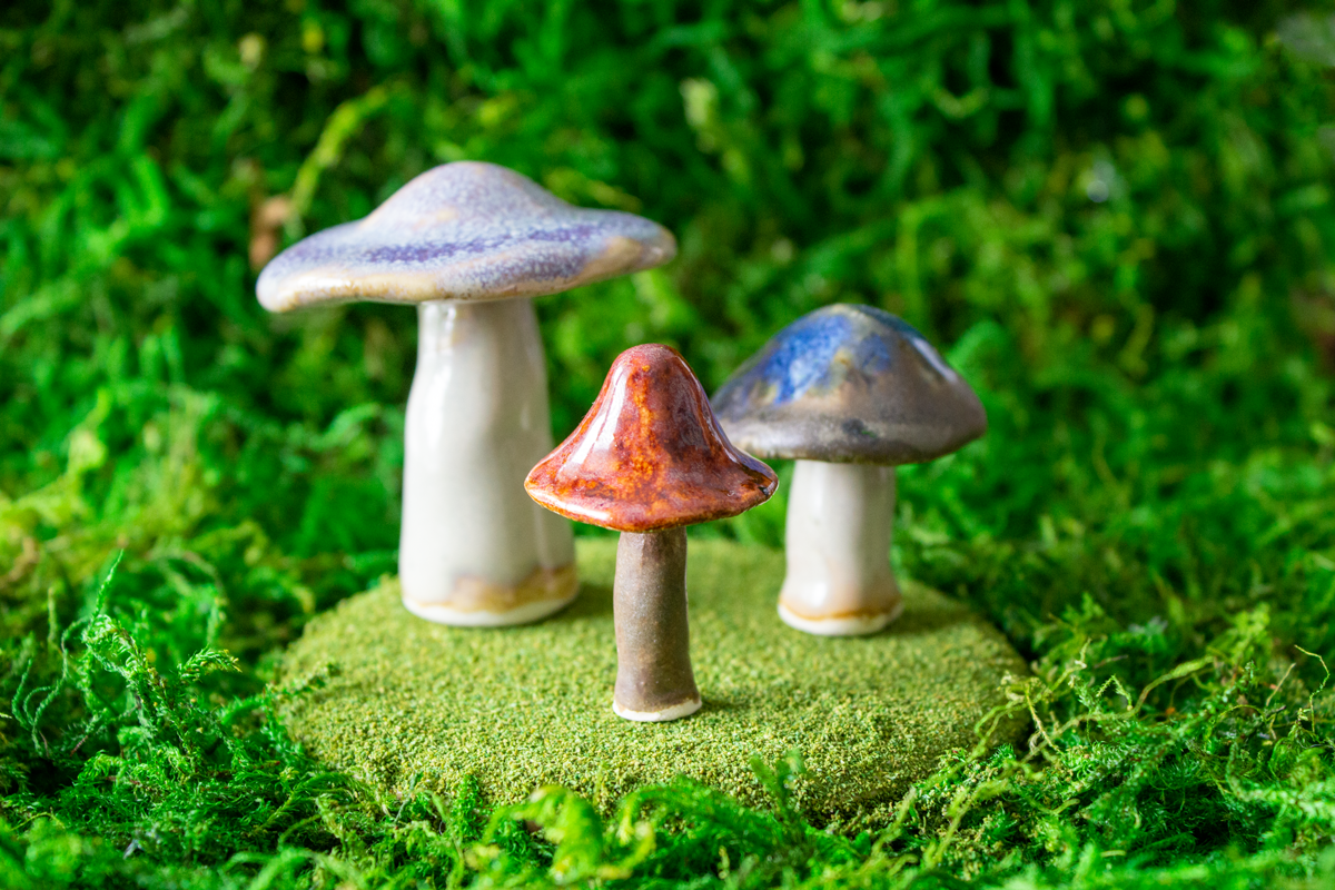 Handmade Stoneware Mushroom Set 4
