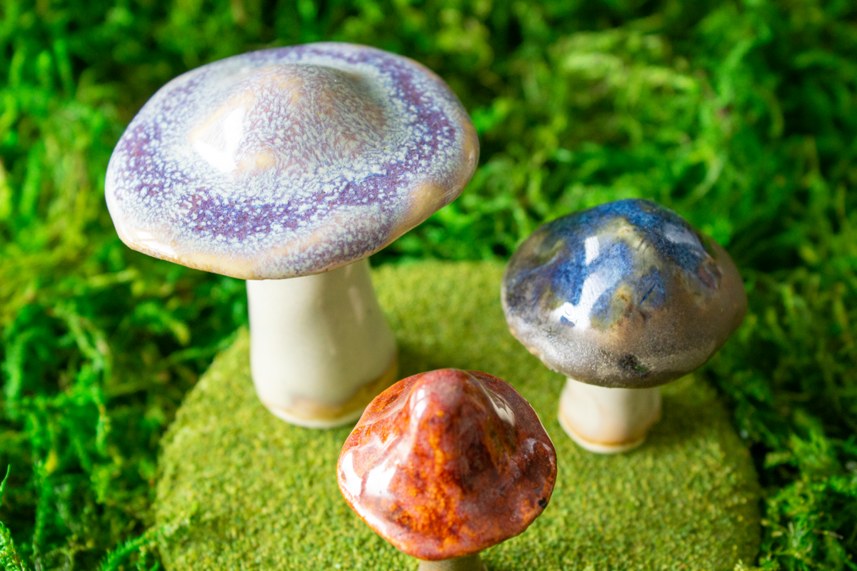 Handmade Stoneware Mushroom Set 4